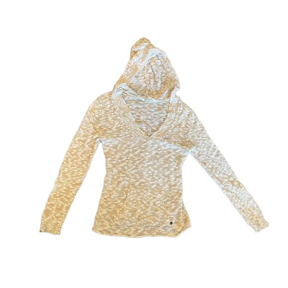Roxy Warm Heart Hooded Poncho Sweater, Cream/White, Large - Picture 2 of 6
